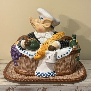 Jam Bon Department Dept 56 Pig Chef Soup Tureen Fruit Basket With Plate